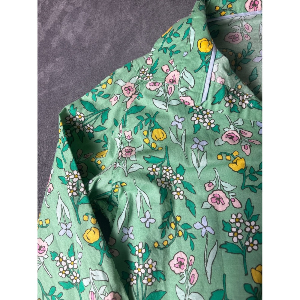 Floral Green Long Sleeve Button Down Shirt Size L 10/12 NEW